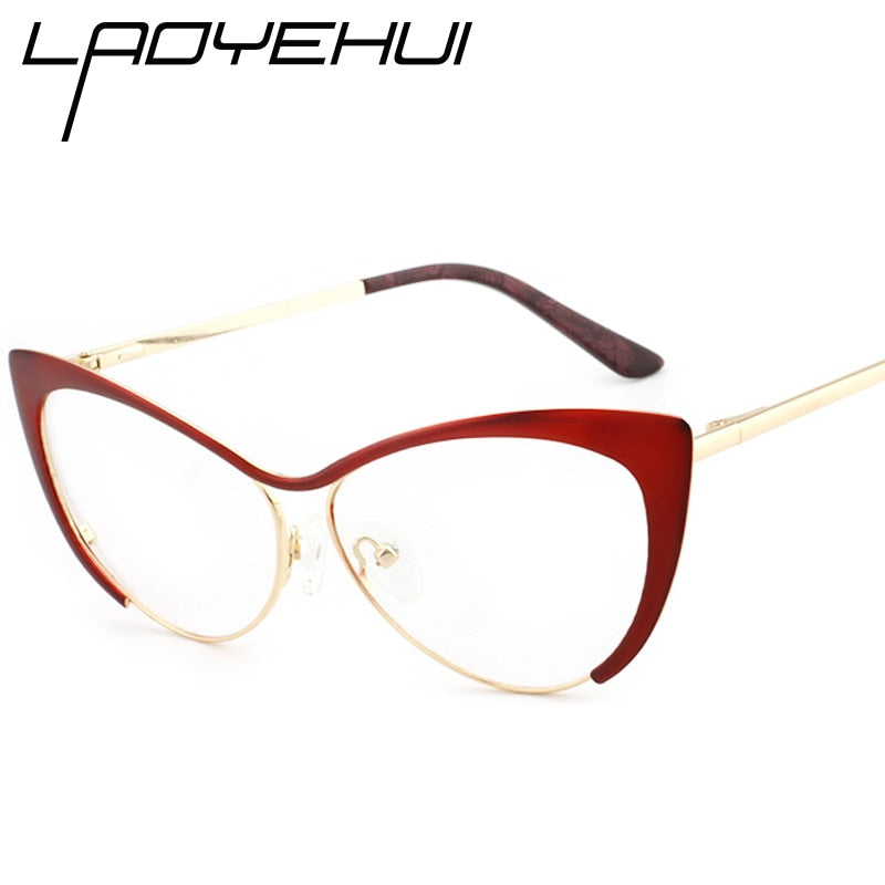 Laoyehui Women's Full Rim Black Cat Eye Alloy Myopic Reading Glasses Anti-Blue 8077-1 Reading Glasses Laoyehui   