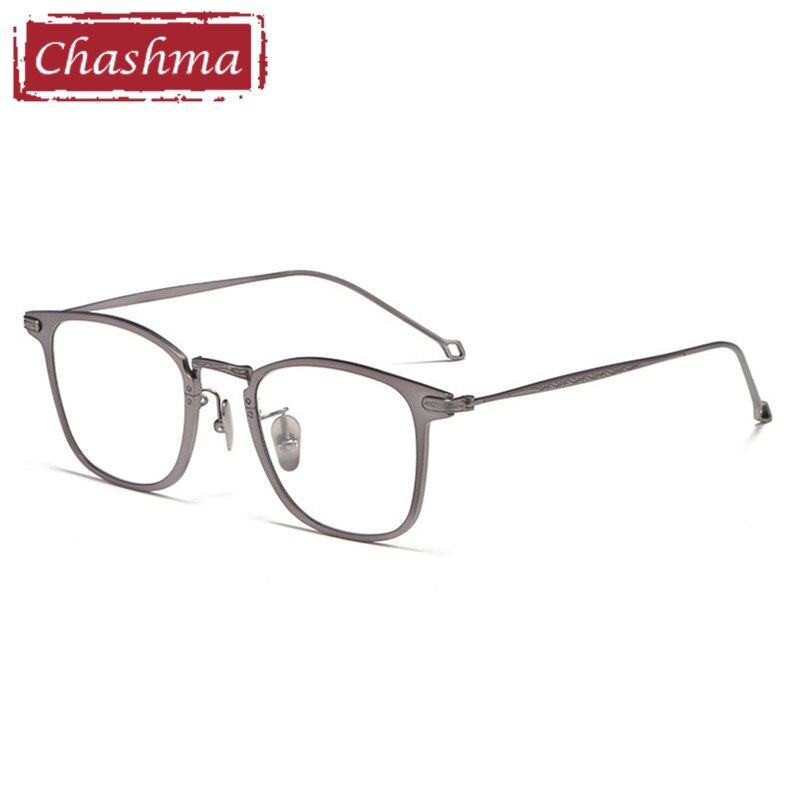 Chashma Men's Full Rim Square Titanium Frame Eyeglasses 30018 Full Rim Chashma Gray  