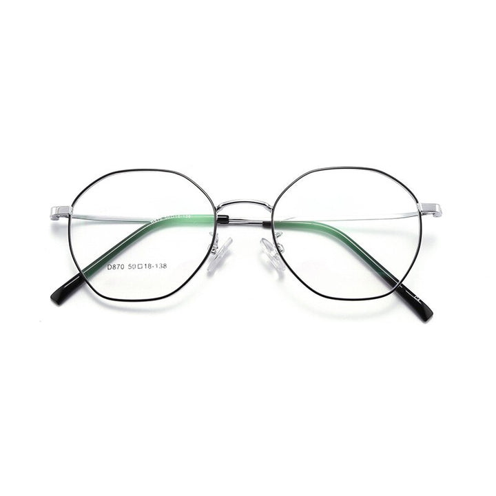 Unisex Oval Full Rim Alloy Frame Eyeglasses Scd870 Full Rim Bclear black silver  