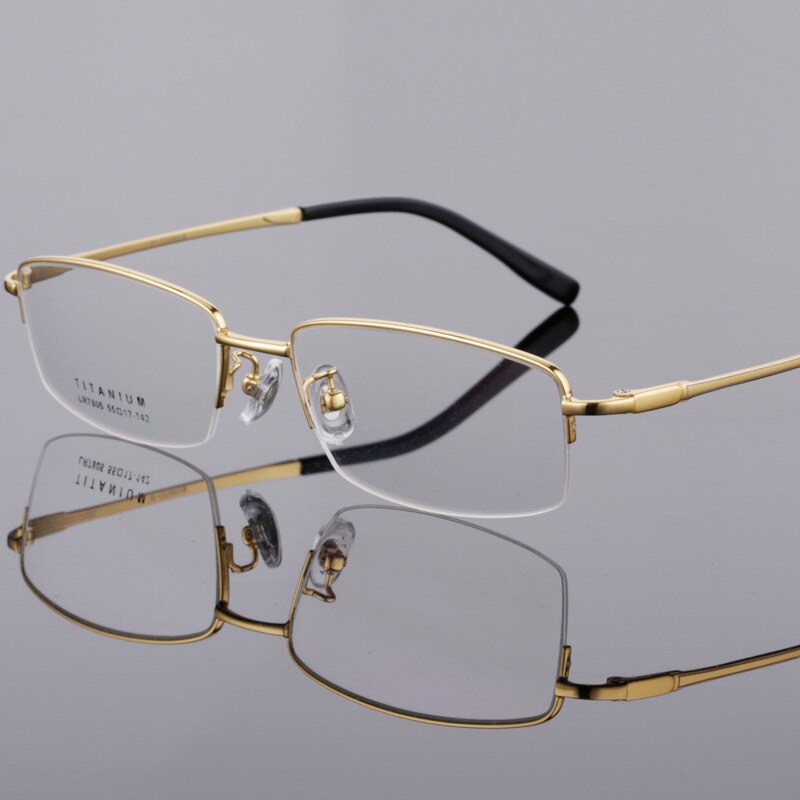 Men's Semi Rim Square Titanium Frame Eyeglasses Lb7805 Semi Rim Bclear   