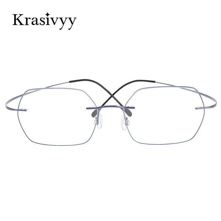 Krasivyy Unisex Rimless Hexagon Flat Top Titanium Eyeglasses Kr618 Rimless Krasivyy   