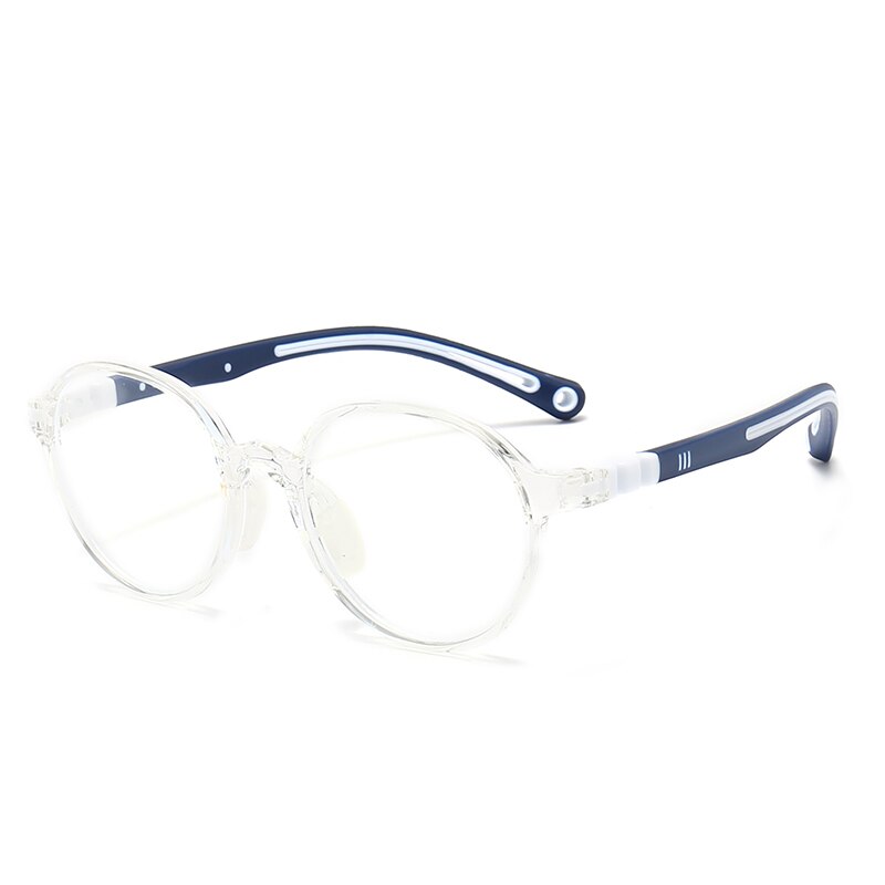Oveliness Unisex Children's Full Rim Rounf Tr 90 Silicone Titanium Eyeglasses Trd106 Full Rim Oveliness transparent blue  