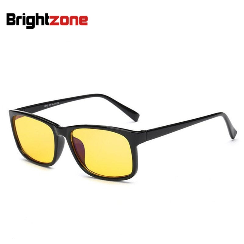 Men's Eyeglasses Computer Glasses Anti Blue Ray Light Cr39 Frame Brightzone Glossy Black Yellow  