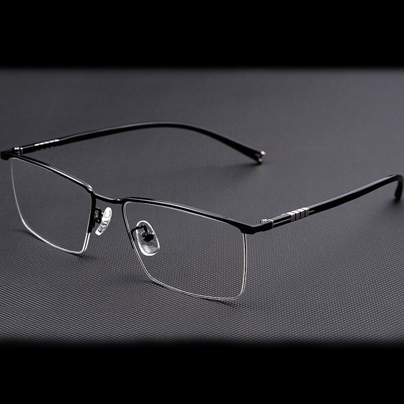 Hotochki Men's Semi Rim Titanium Frame Eyeglasses P9861 Semi Rim Hotochki black  