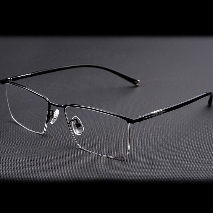 Hotochki Men's Semi Rim Titanium Frame Eyeglasses P9861 Semi Rim Hotochki black  