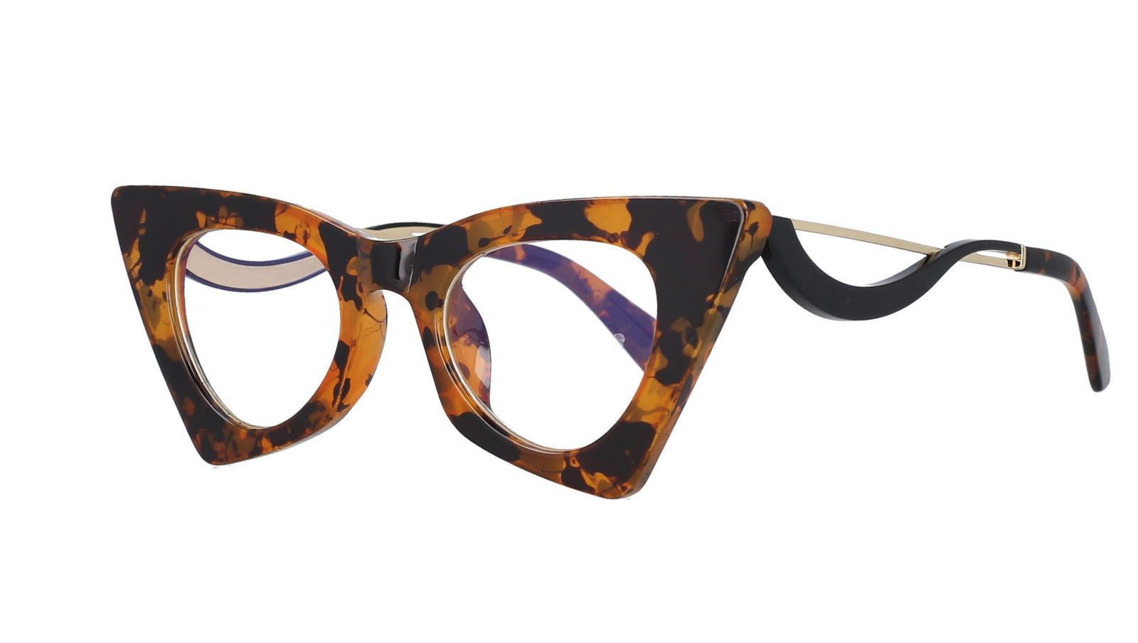 CCspace Women's Full Rim Cat Eye Resin Alloy Frame Eyeglasses 51094 Full Rim CCspace Leopard China 