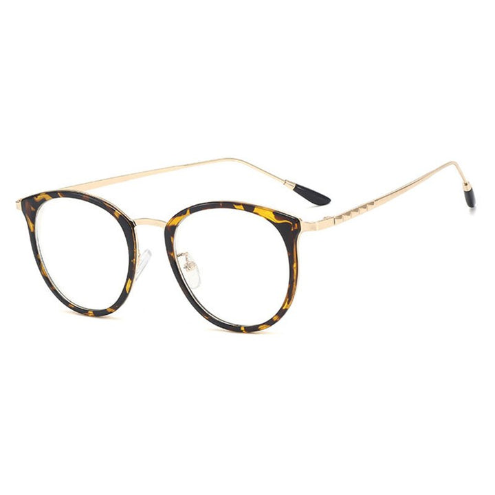 Hotony Unisex Full Rim Acetate Round Frame Eyeglasses 9237 Full Rim Hotony LEOPARD  