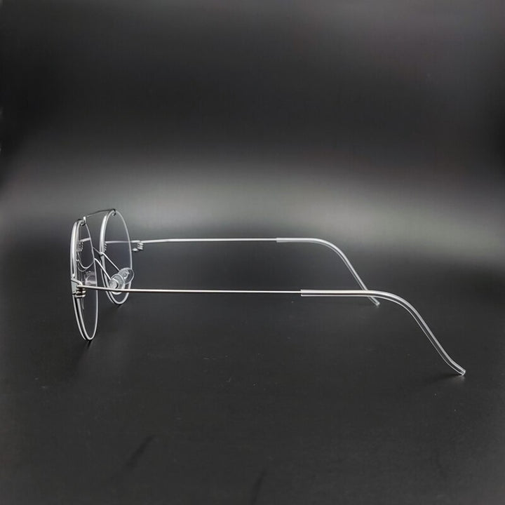 Unisex Handcrafted Steel Round Double Bridge Frame Eyeglasses Customizable Lenses Frame Yujo   