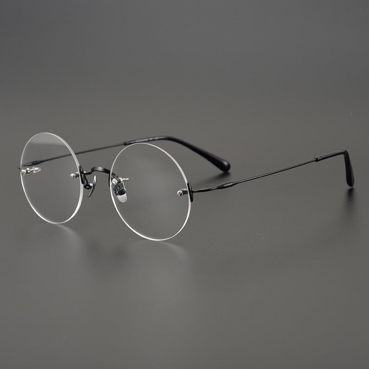 Gatenac Unisex Rimless Round Titanium Frame Eyeglasses Gxyj647 Rimless Gatenac Black  