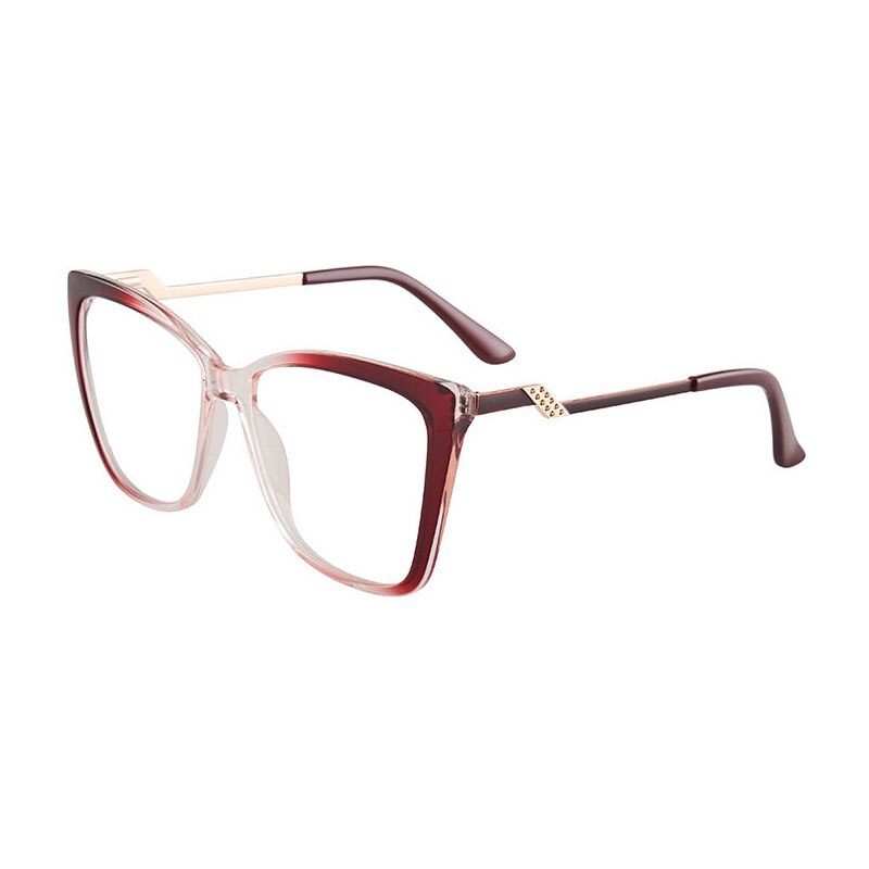 Hotony Women's Full Rim TR 90 Resin Square Cat Eye Frame Eyeglasses 7049 Full Rim Hotony RED WHITE  