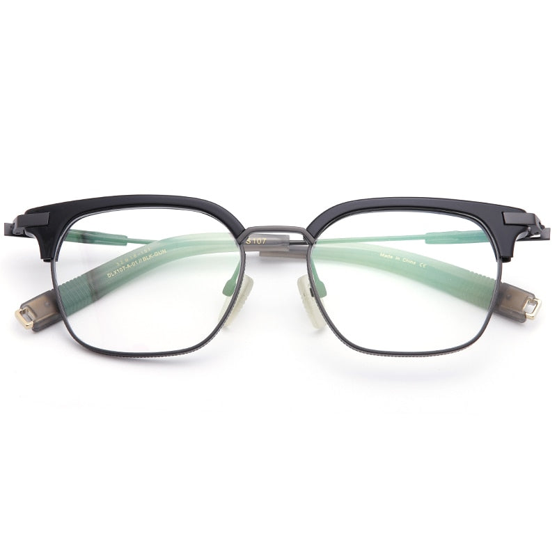 Muzz Men's Full Rim Square Titanium Acetate Frame Eyeglasses 107 Full Rim Muzz C1  