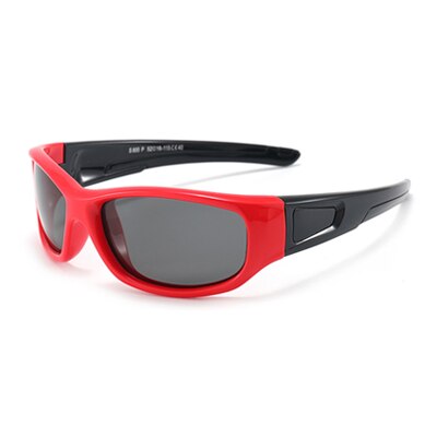 Ralferty Kids' Sunglasses Polarized Flexible Soft Unbreakable K800 Sunglasses Ralferty C40 Red-Black With Glasses Case 