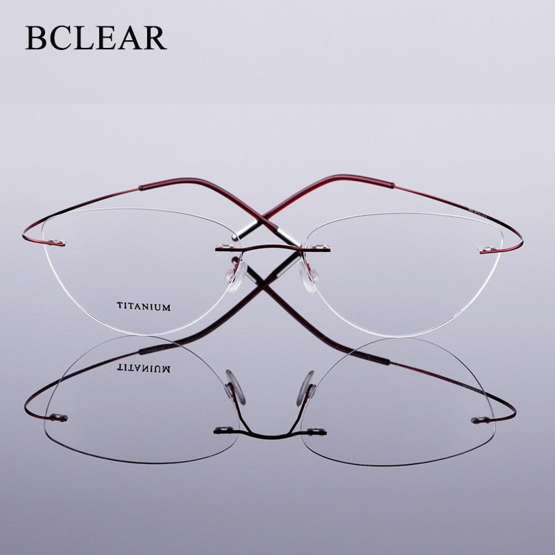 Women's Eyeglasses Flexible Memory Titanium Rimless N20003 Rimless Bclear   