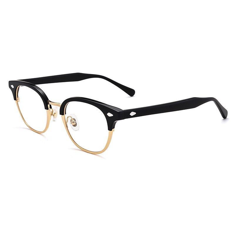 Aissuarvey Unisex Geometrical Full Rim Acetate Alloy Frame Eyeglasses Full Rim Aissuarvey Eyeglasses Black golden  