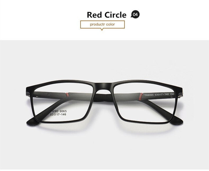 Men's Eyeglasses Oversized Half Frame Square Sports 8065 Sport Eyewear SunnyFunnyDay C4 Red circle  