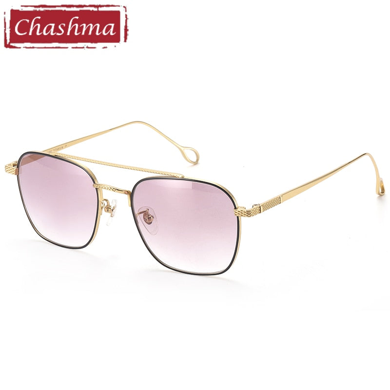 Chashma Unisex Full Rim Titanium Double Bridge Frame Sunglasses 8369 Sunglasses Chashma Black Gold Frame  
