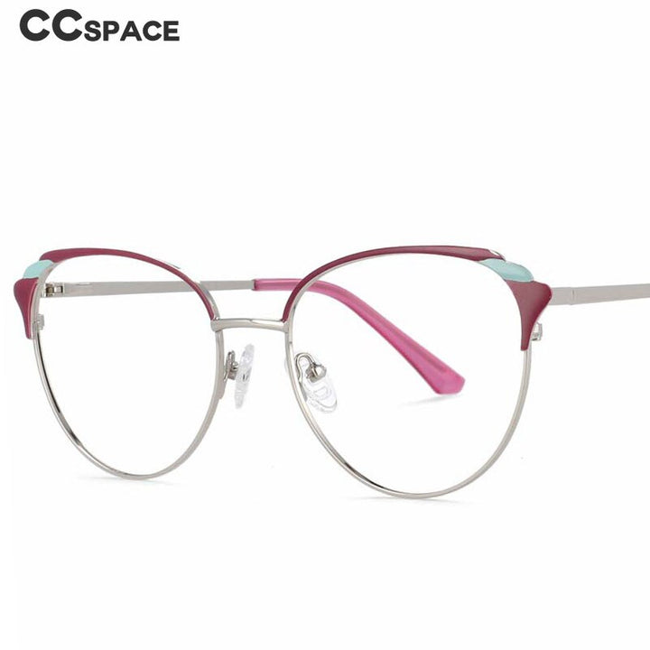 CCSpace Women's Full Rim Round Cat Eye Alloy Frame Eyeglasses 54007 Full Rim CCspace   
