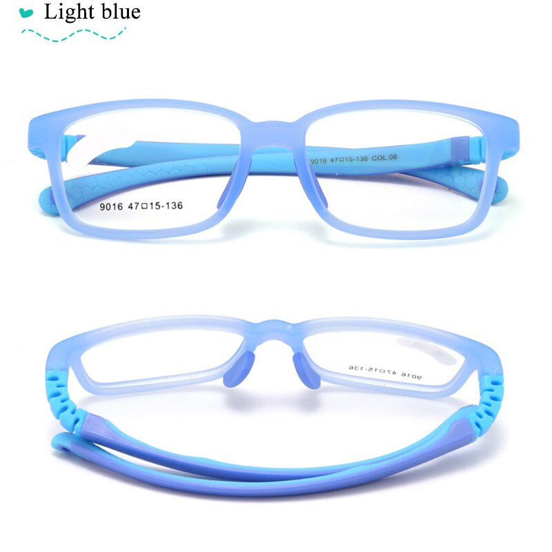 Children's Unisex Plastic Titanium Full Rim Frame Eyeglasses 9016 Full Rim Bclear light blue  