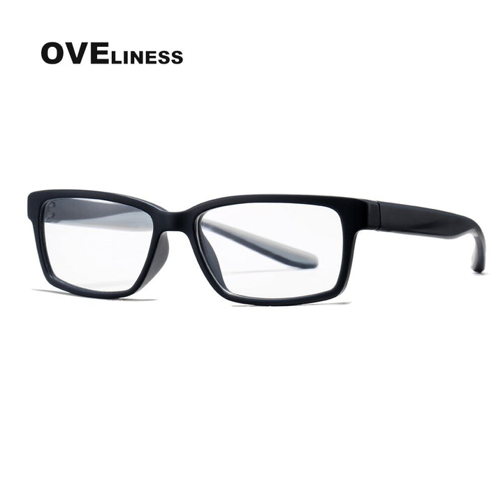 Oveliness Men's Full Rim Square Tr 90 Titanium Eyeglasses 7103 Full Rim Oveliness blue white  