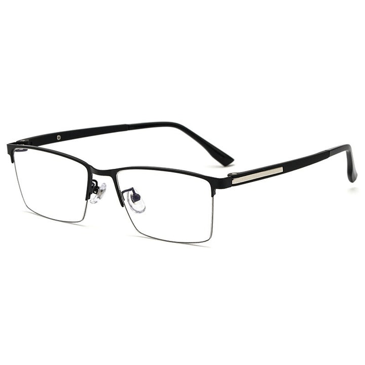 KatKani Men's Semi Rim Titanium Alloy Frame Eyeglasses 8305z Semi Rim KatKani Eyeglasses Black  