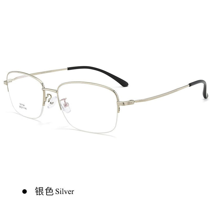 Men's Semi Rim IP Electroplated Titanium Alloy Frame Eyeglasses Zt1114 Semi Rim Bclear Silver  