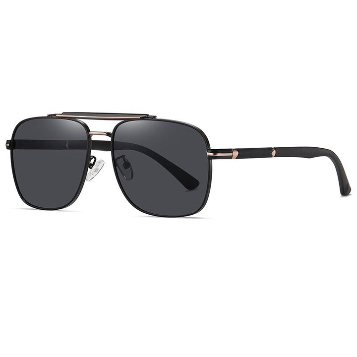 KatKani Men's Full Rim Double Bridge Alloy Polarized Sunglasses K6320 Sunglasses KatKani Sunglasses Black Gray C84 Other 