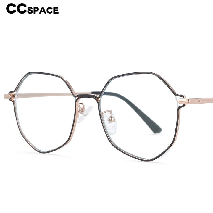 CCSpace Unisex Full Rim Polygon Oval Alloy Frame Eyeglasses 54104 Full Rim CCspace   