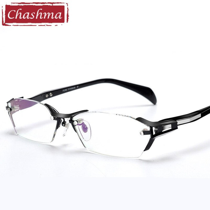 Chashma Ottica Men's Rimless Irregular Rectangle Eyeglasses 1141 Rimless Chashma Ottica   