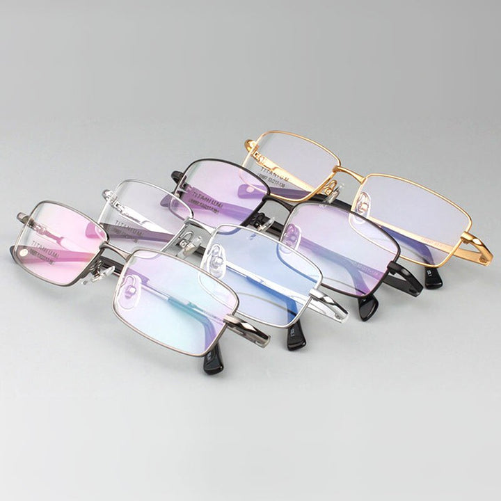 Hdcrafter Men's Full Rim Rectangle Titanium Frame Eyeglasses 9867 Full Rim Hdcrafter Eyeglasses   