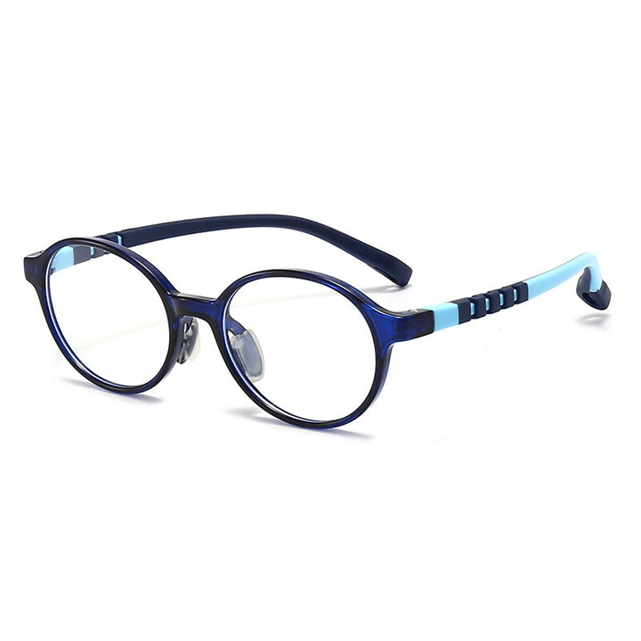 Oveliness Unisex Children's Full Rim Round Tr 90 Silicone Titanium Eyeglasses Trd108 Full Rim Oveliness c3 blue  