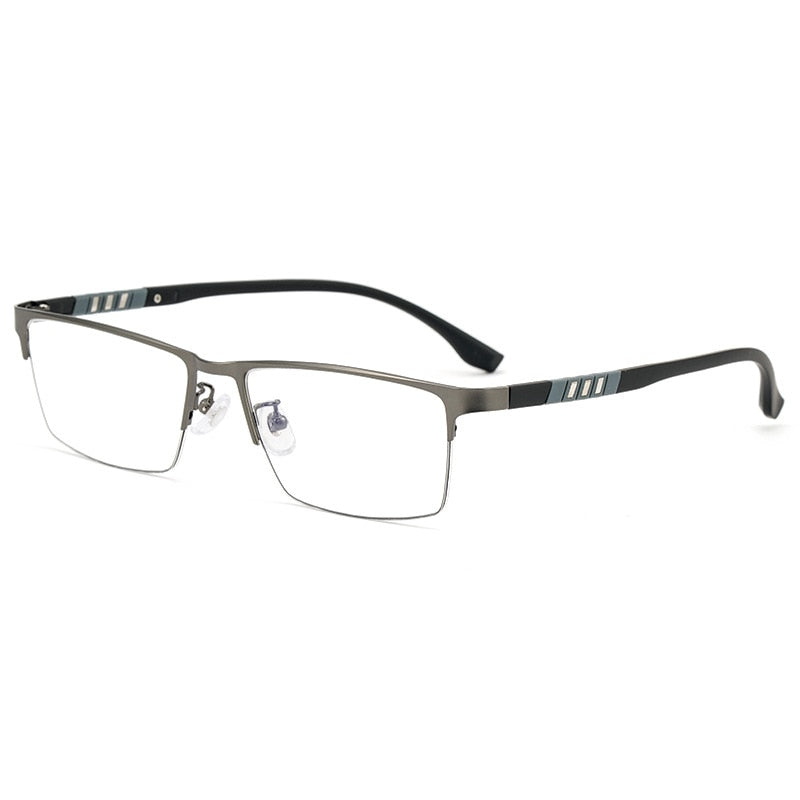 Yimaruili Men's Semi Rim Titanium Alloy Frame Eyeglasses P9806 Semi Rim Yimaruili Eyeglasses Gun  