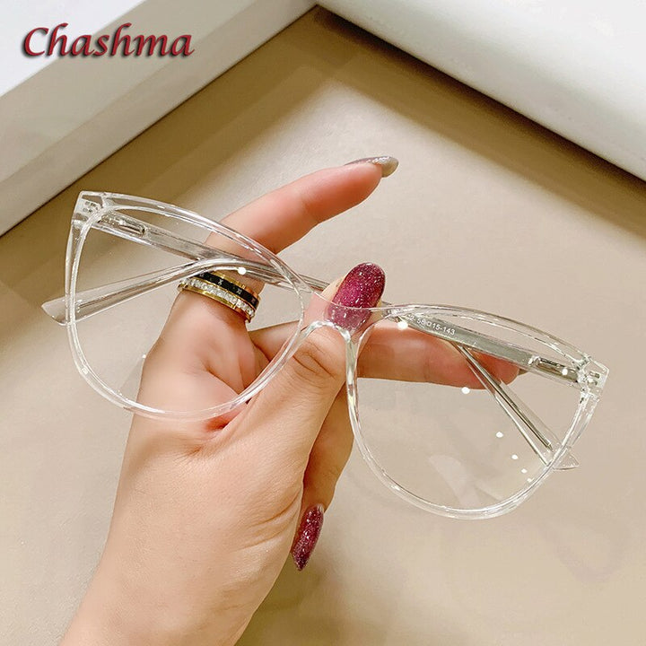 Chashma Ochki Women's Full Rim Square Cat Eye Tr 90 Titanium Eyeglasses 7837 Full Rim Chashma Ochki Transparent  
