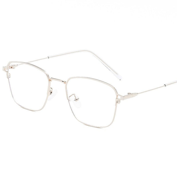 Hotony Unisex Full Rim  Square Alloy Frame Eyeglasses 5006 Full Rim Hotony Silver  