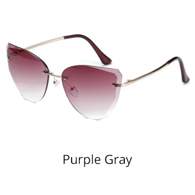 Ralferty Women's Sunglasses Rimless Cat Eye W Sunglasses Ralferty Purple Gray China 