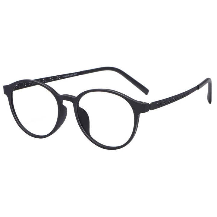 Yimaruili Unisex Full Rim Round Titanium Frame Eyeglasses 8868T Full Rim Yimaruili Eyeglasses Black  