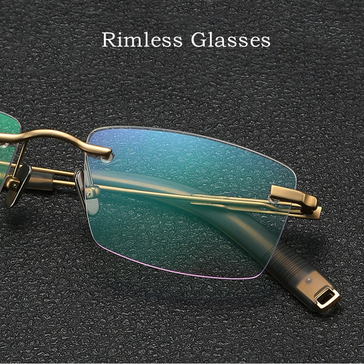 Yimaruili Men's Rimless Square β Titanium Frame Eyeglasses 80816 Rimless Yimaruili Eyeglasses   