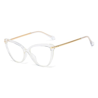 Ralferty Glasses Frame Women's Decorative Anti Blue Eyeglass Frame Cat Eye 0 Degree Anti Blue Ralferty C5 Transparent  