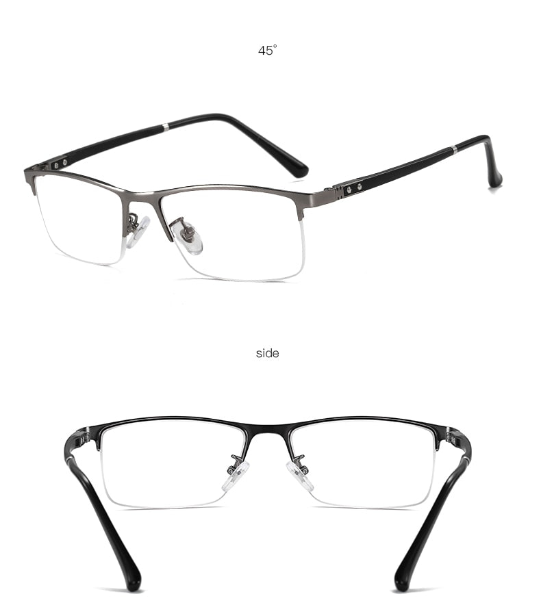 Aidien Men's Custom Lens Semi Rim Alloy Frame Eyeglasses AR5055 Semi Rim Aidien Plain 1  