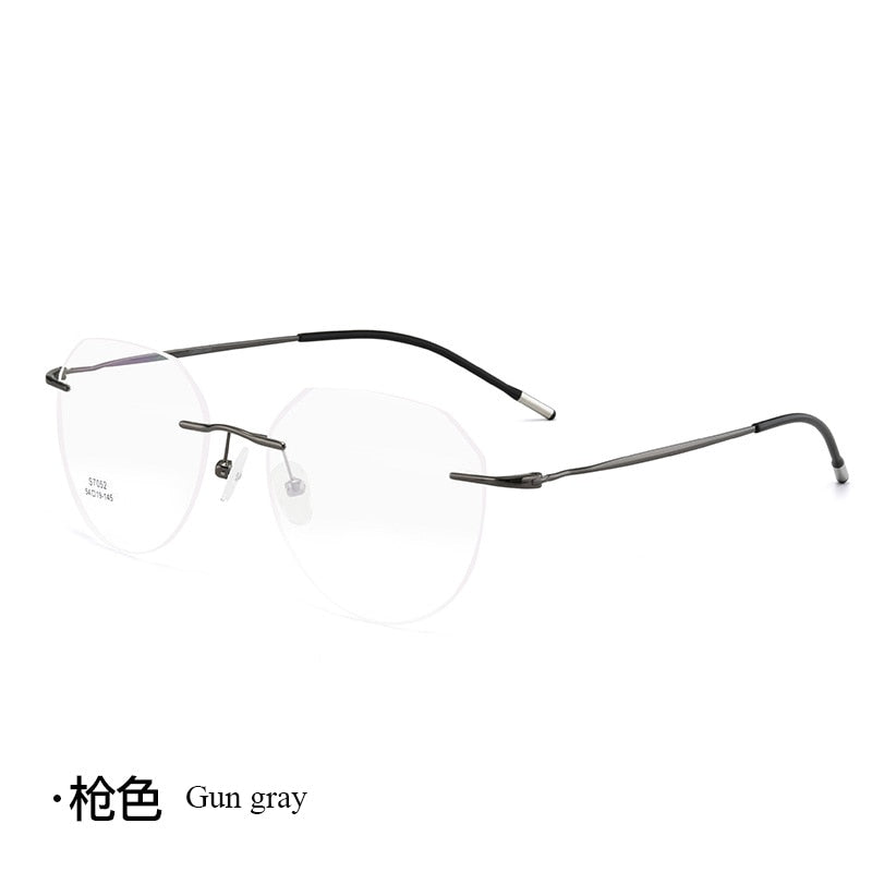 Unisex Square Titanium Alloy Rimless Frame Eyeglasses Zt7052 Rimless Bclear gray  