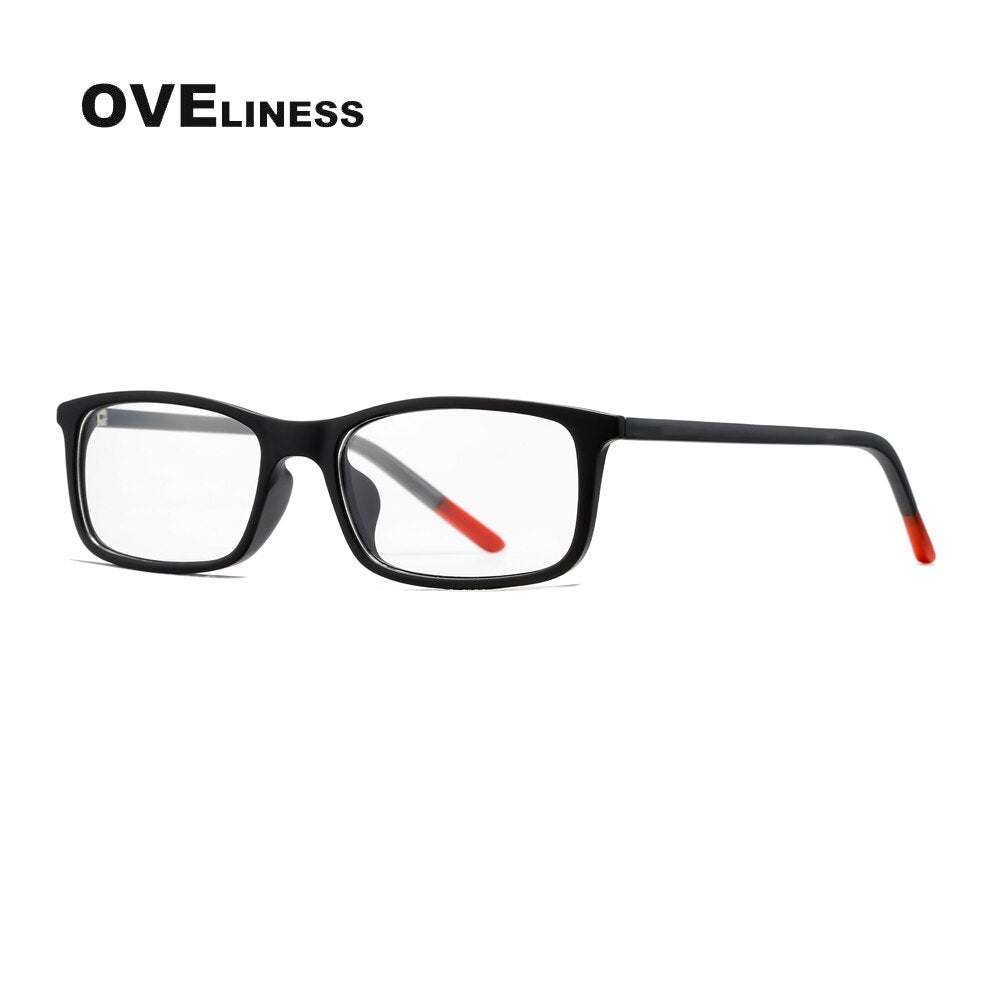 Oveliness Unisex Full Rim Square Tr 90 Titanium Eyeglasses 7252 Full Rim Oveliness black red  