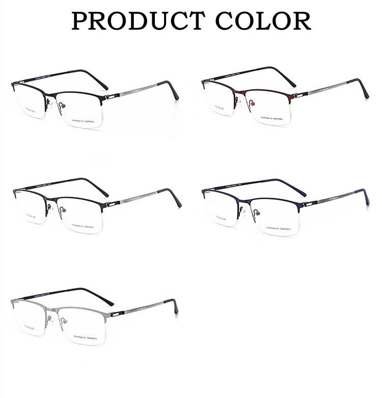 KatKani Men's Semi Rim Titanium Alloy Frame Screwless Eyeglasses P9848 Semi Rim KatKani Eyeglasses   