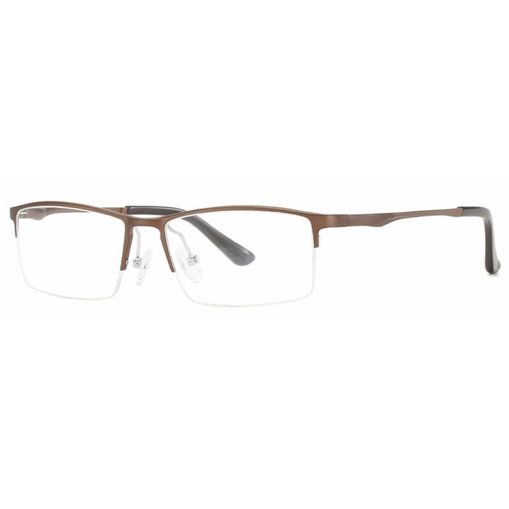Hotony Unisex Semi Rim Rectangle Alloy Frame Eyeglasses 6263 Semi Rim Hotony Auburn  