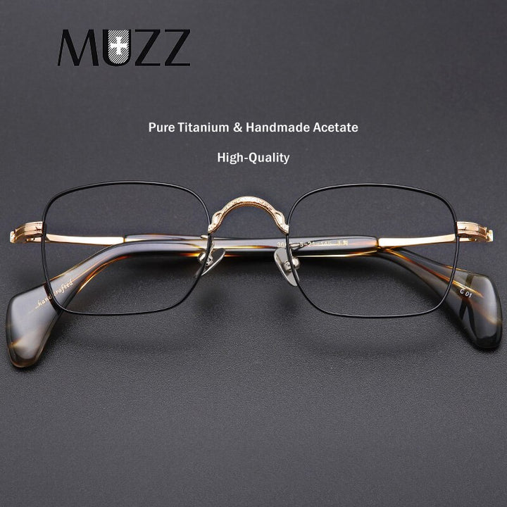 Muzz Unisex Full Rim Square Hand Crafted Titanium Acetate Frame Eyeglasses M3660 Full Rim Muzz   