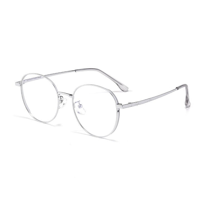 KatKani Women's Full Rim Round Alloy Frame Eyeglasses10443t Full Rim KatKani Eyeglasses Silver  