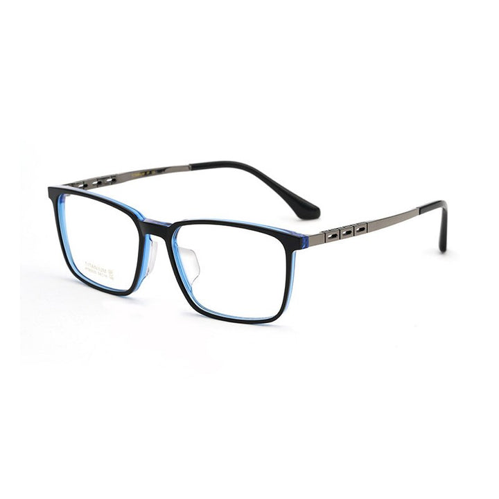 Hotony Men's Full Rim TR 90 Resin Titanium Square Frame Eyeglasses 5020 Full Rim Hotony BLACK BLUE  