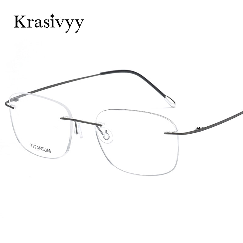 Krasivyy Unisex Rimless Square Titanium Eyeglasses Kr6010 Rimless Krasivyy   