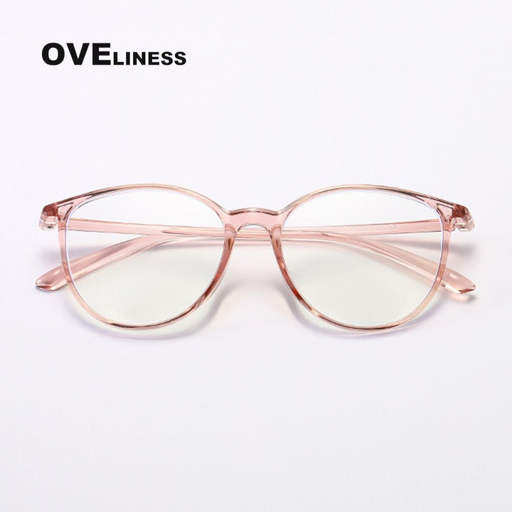 Oveliness Unisex Full Rim Round Square Tr 90 Titanium Eyeglasses 8075 Full Rim Oveliness tea  