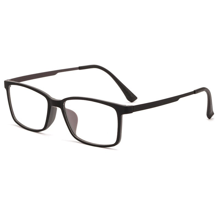 KatKani Men's Full Rim Square TR 90 Resin Alloy Frame Eyeglasses K3063 Full Rim KatKani Eyeglasses Black Gray  