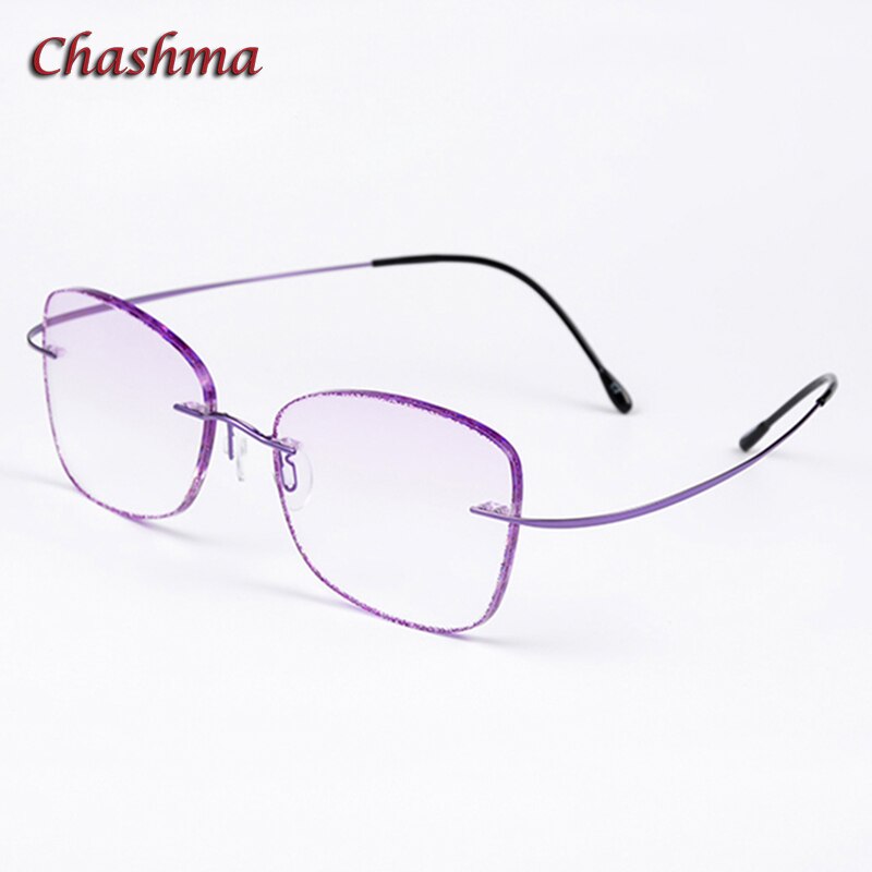 Chashma Ochki Unisex Rimless Square Titanium Eyeglasses Slfj160162 Rimless Chashma Ochki Purple  