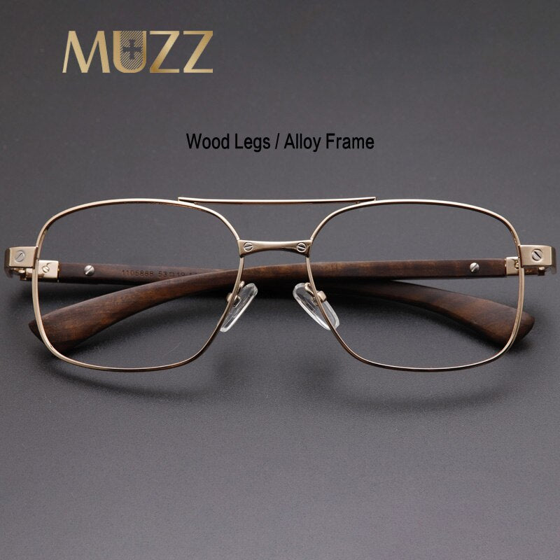 Muzz Men's Full Rim Oversized Square Alloy Double Bridge Frame Eyeglasses 1105888 Full Rim Muzz   